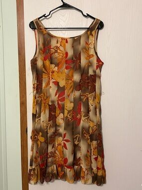 Harve Benard Sleeveless Floral A-Line Dress in Brown & Mustard Size 8